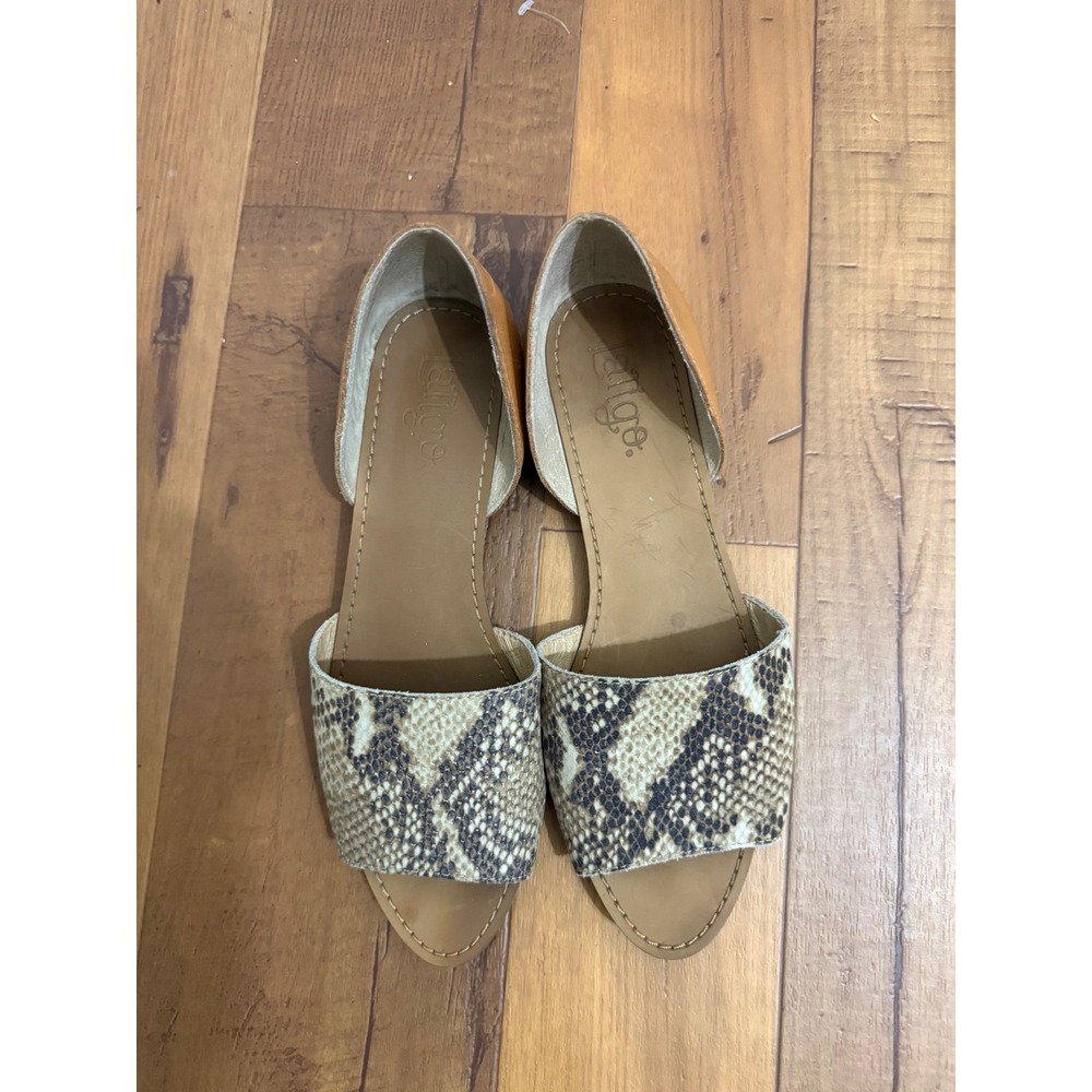 Latigo Milly Snakeskin Print Leather d'Orsay Flats Tan Brown Womens 10M